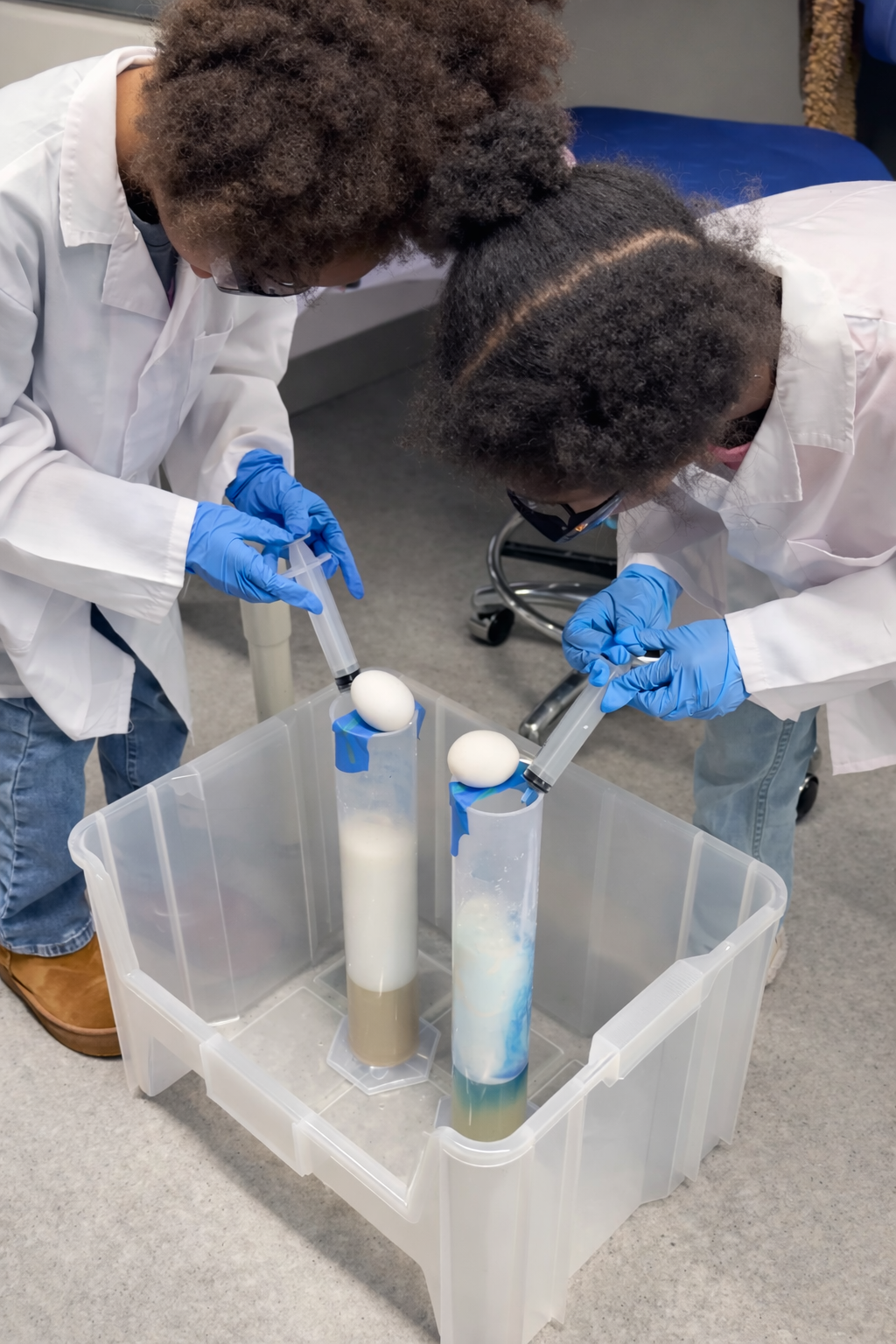 Lab partners at work